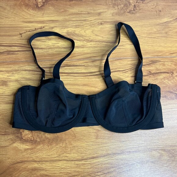 CUUP The Balconette Mesh Bra‎ Size 30B Black Underwire Sheer NEW - Picture 2 of 6